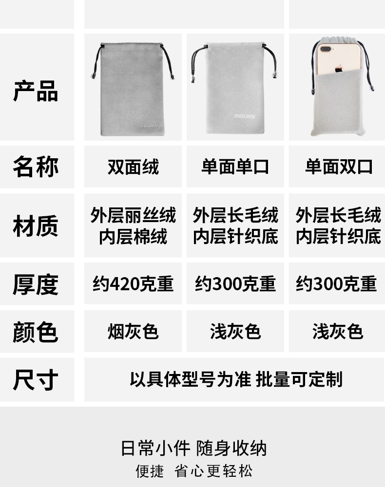 色格手机充电宝收纳袋绒布保护套移动电源包耳机数据线防尘束口硬盘袋迷你数码配件包手机袋子便携 detail image 2