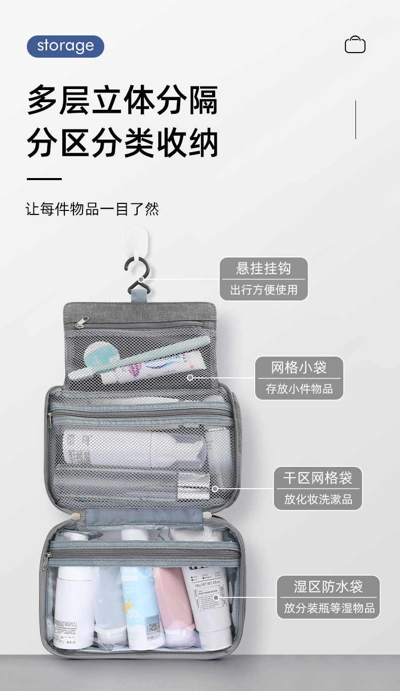 旅行洗漱包男士便携干湿分离出差洗护防水收纳袋化妆包大容量女 detail image 2