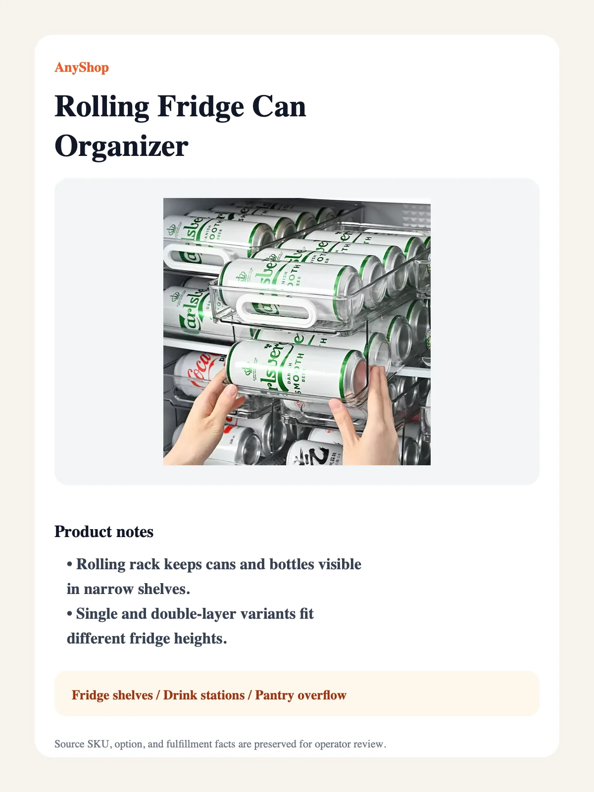 Rolling Fridge Can Organizer detail image 1
