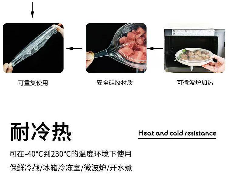 食品级硅胶保鲜盖耐高温圆形通用拉伸透明家用加厚保鲜膜硅胶碗盖 detail image 4