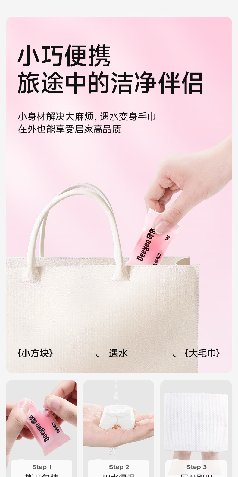 德佑压缩洗脸巾一次性毛巾加大加厚旅行装独立单颗洁面巾便携 detail image 2