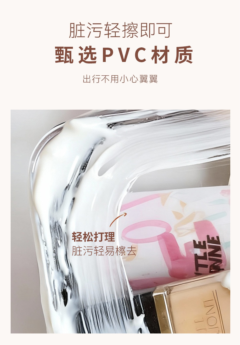 透明化妆包旅行便携收纳袋防水化妆品收纳包登机包洗漱包女收纳袋 detail image 5