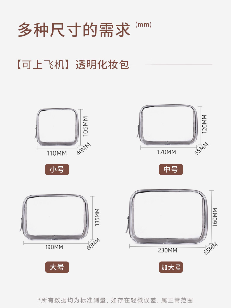 透明化妆包旅行便携收纳袋防水化妆品收纳包登机包洗漱包女收纳袋 detail image 12