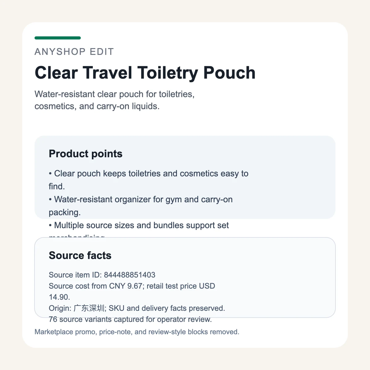 Clear Travel Toiletry Pouch detail image 1