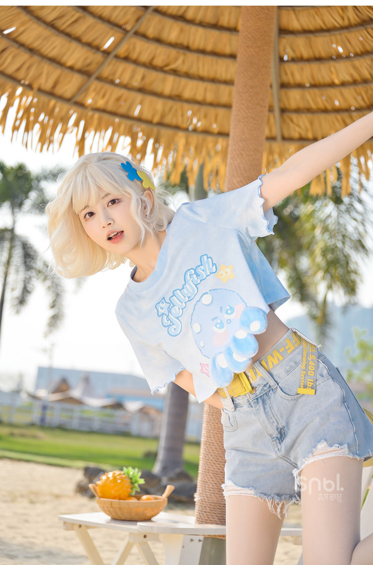 森女部落原创纯色日常百搭高腰显瘦浅色牛仔短裤女超短裤热裤女夏 detail image 16