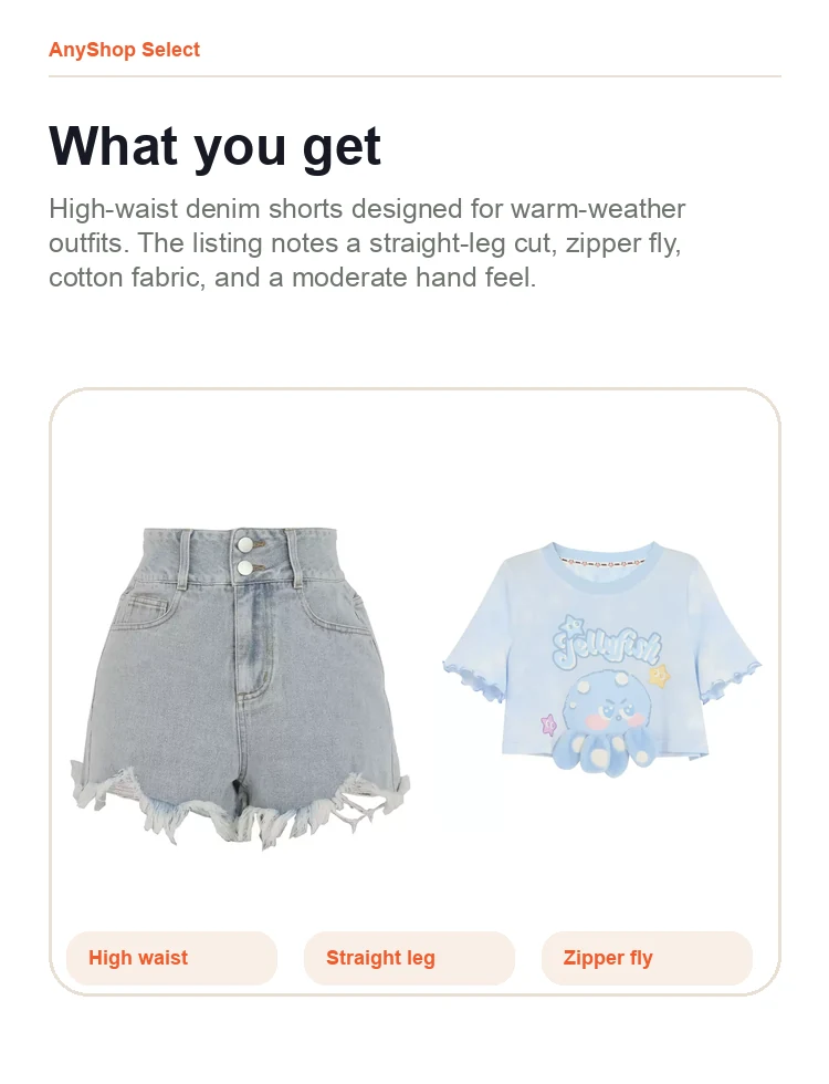 High-Waist Denim Shorts detail image 2