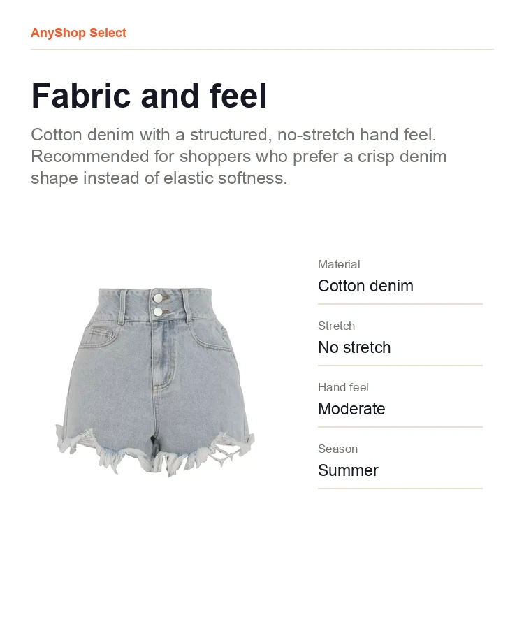 High-Waist Denim Shorts detail image 4