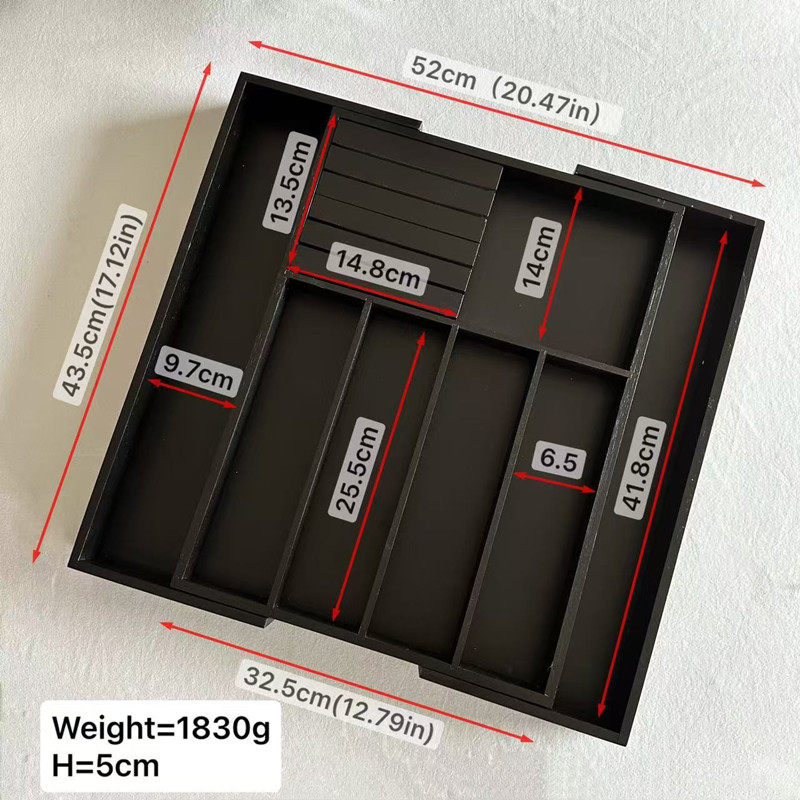 Expandable Bamboo Utensil Drawer Organizer detail image 1