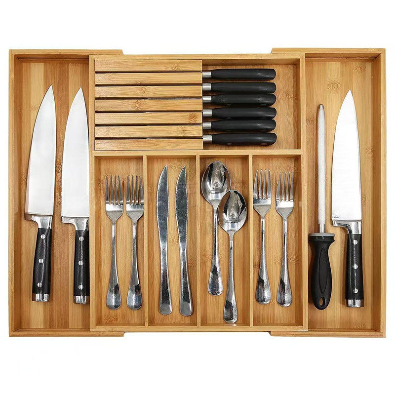 Expandable Bamboo Utensil Drawer Organizer detail image 2