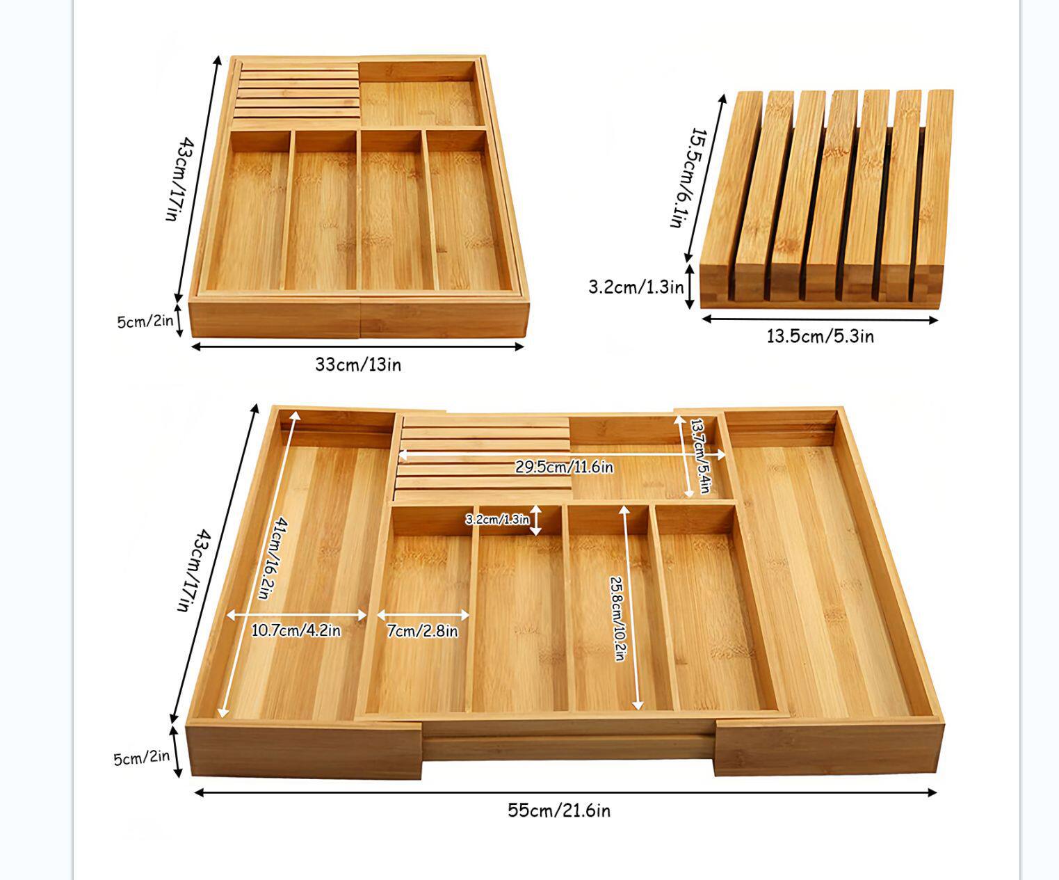 Expandable Bamboo Utensil Drawer Organizer detail image 9
