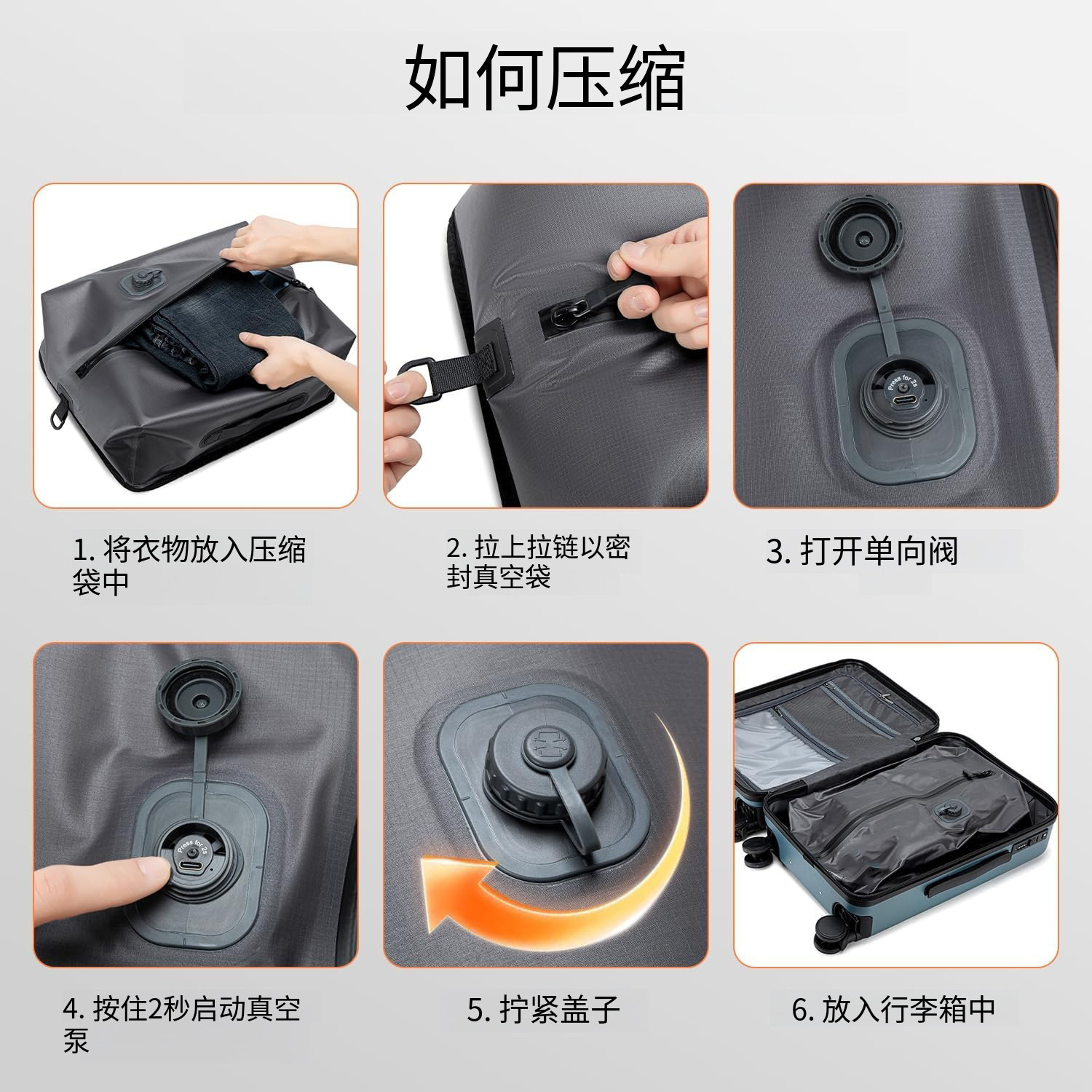 Pump-Free Vacuum Compression Aufbewahrung Bag detail image 6