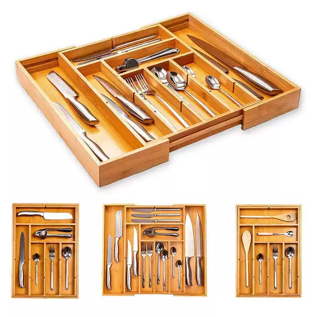Expandable Bamboo Utensil Drawer organisateur
